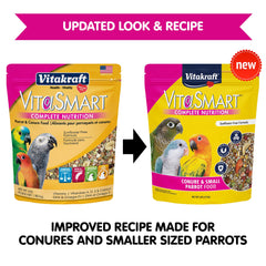 Vitakraft VitaSmart fortified blend close-up shows vitamins and minerals for daily energy.