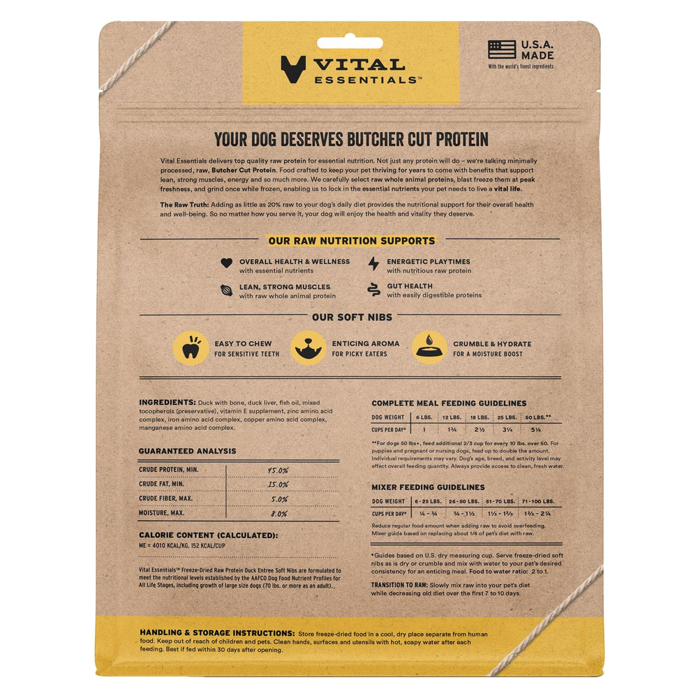 Vital Essentials Duck Soft Nibs crumble serve: convenient moisture boost for a tastier bowl