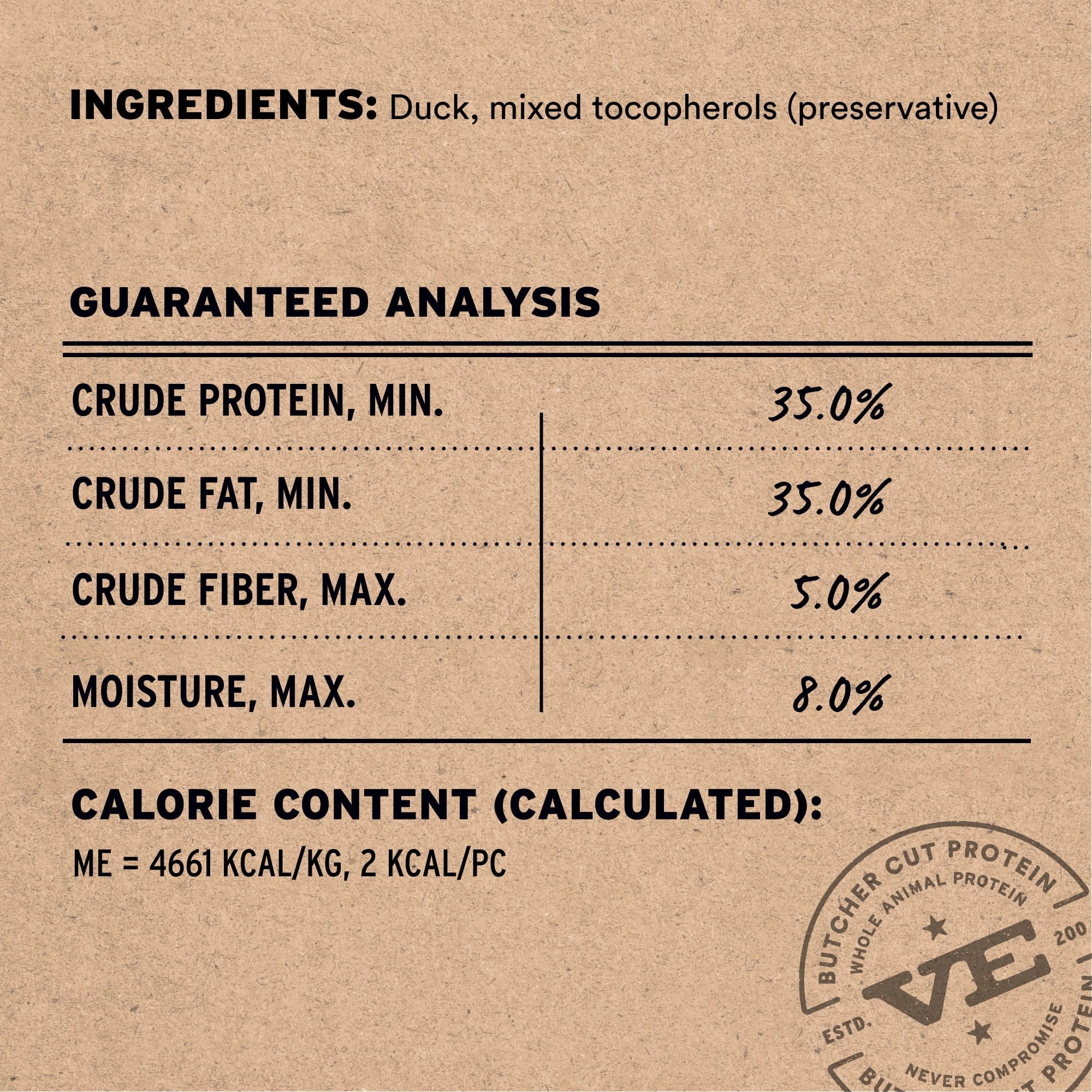 Vital Essentials duck treats single-protein closeup emphasizing peak freshness from freeze drying