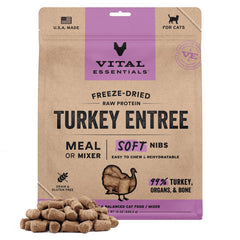 Vital Essentials freeze-dried cat food soft nibs turkey for high-protein bites