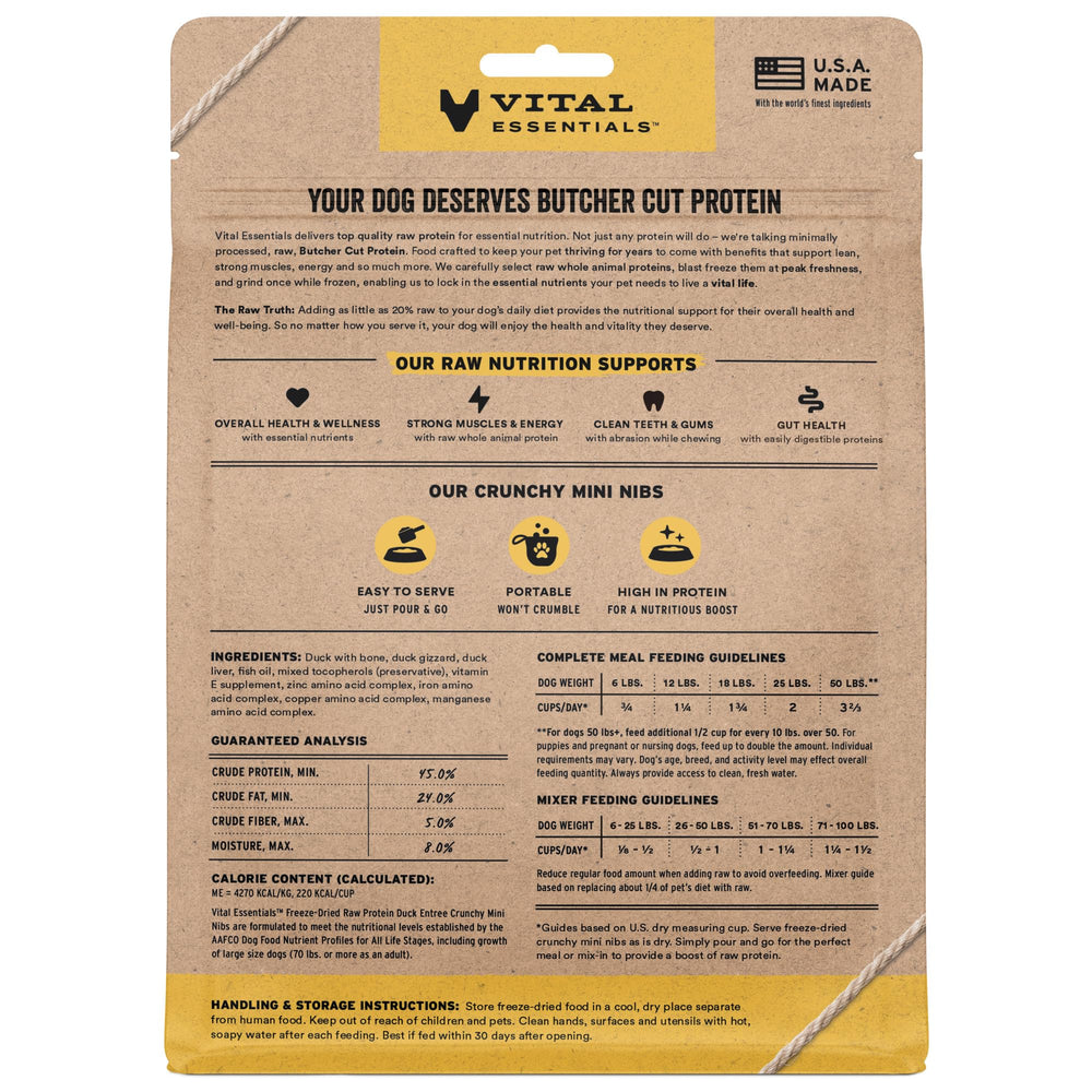 Closeup of Vital Essentials duck mini nibs texture and quality