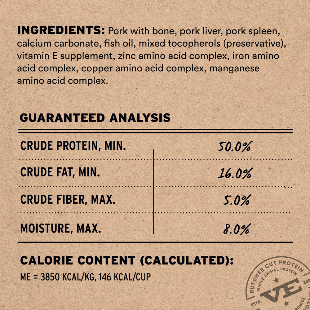 Vital Essentials freeze-dried dog food in bowl, convenient as a complete meal or topper.