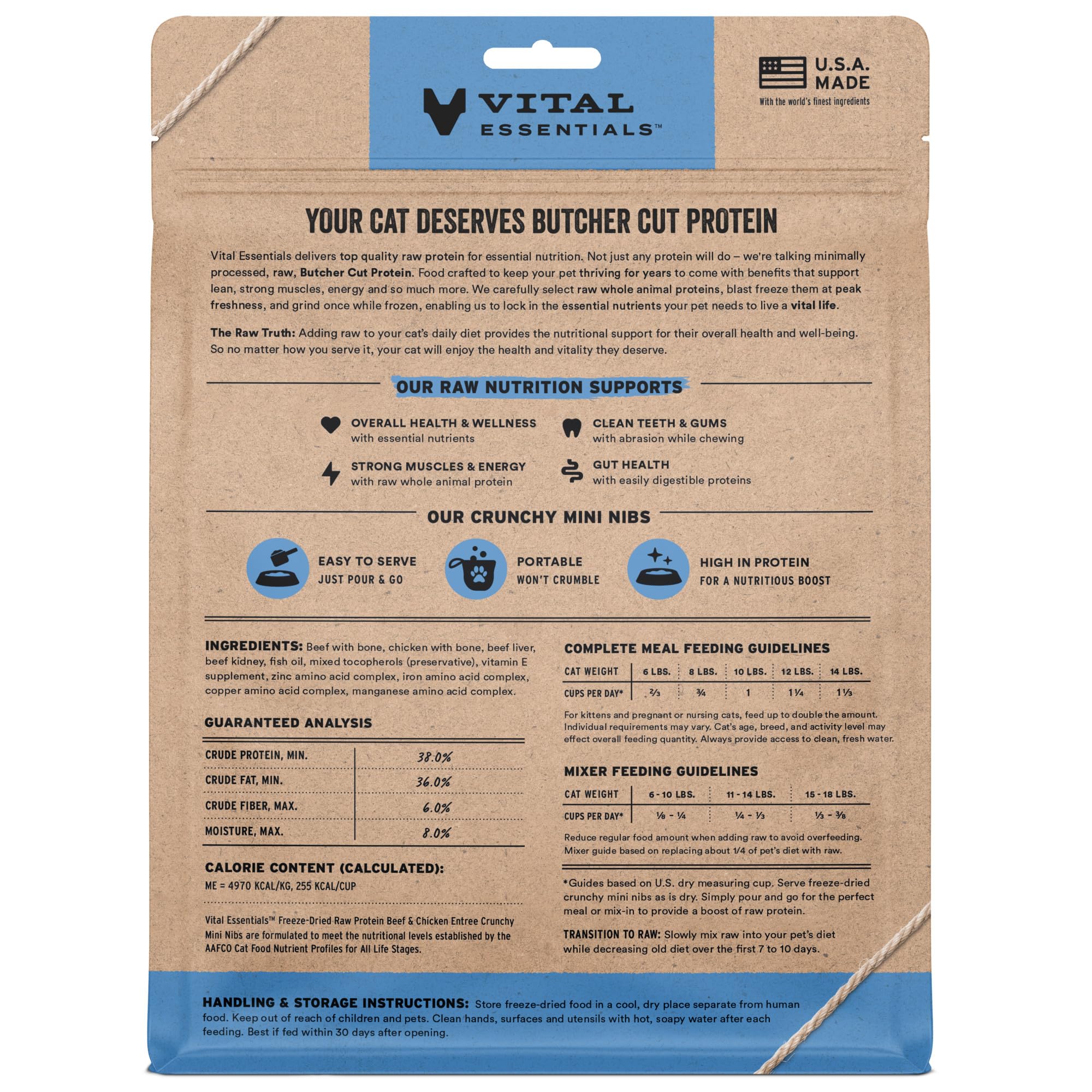 Vital Essentials mini nibs close-up showing crunchy texture for cats