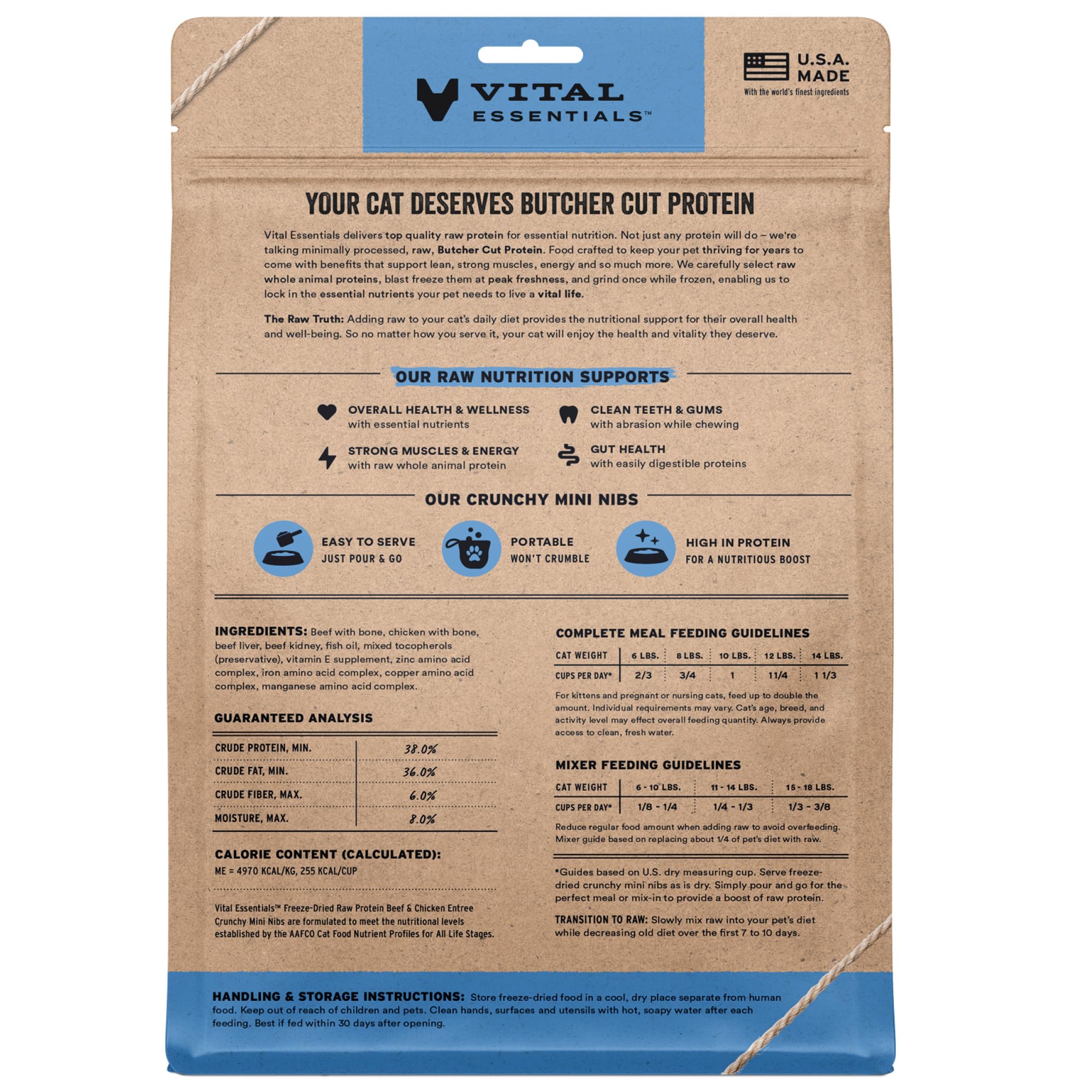 Vital Essentials mini nibs texture close-up highlighting crisp bite for grain-free nutrition