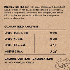 Vital Essentials nibs in cat bowl emphasizing protein-rich meal option
