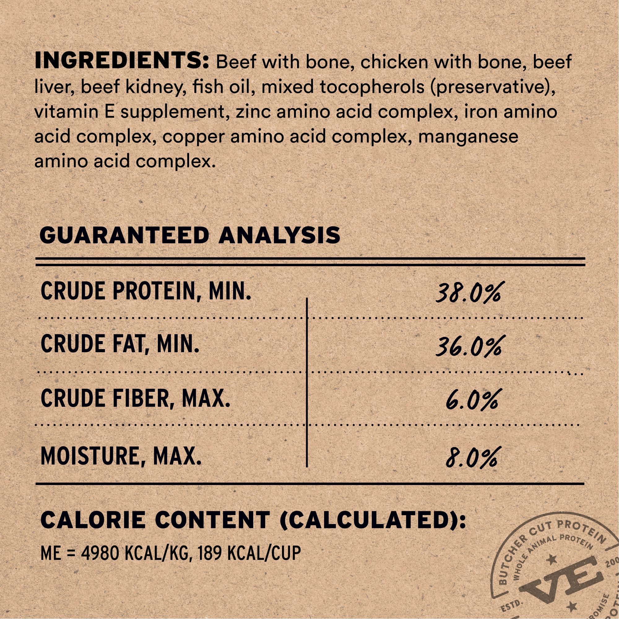Vital Essentials USA made protein on packaging