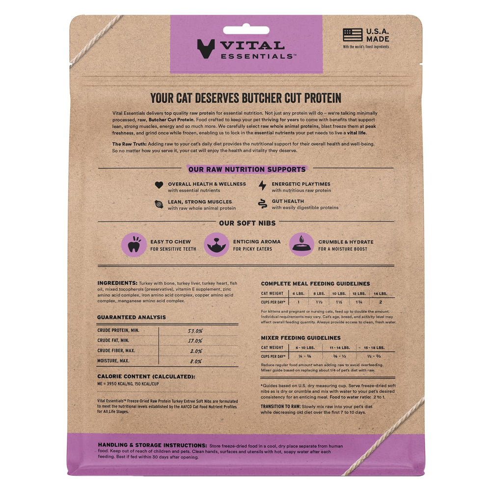 Vital Essentials USA-sourced turkey nibs highlighting premium protein