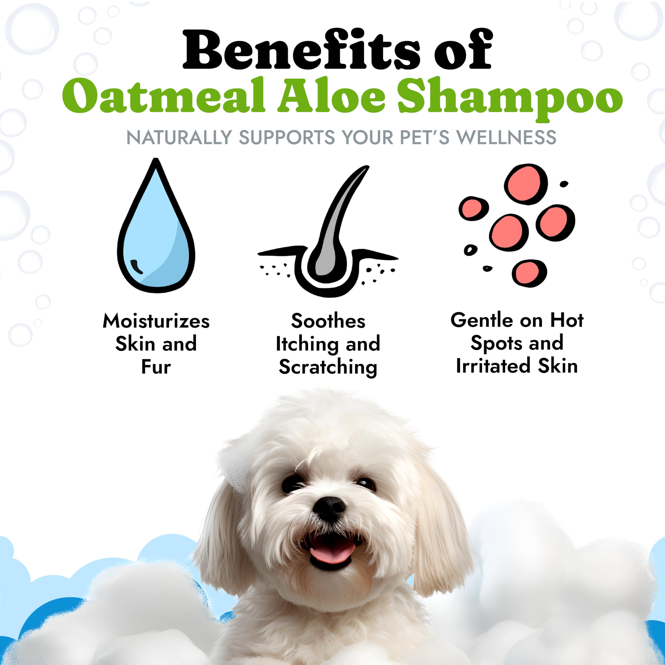 Vital Pet Life dog shampoo ingredients label closeup highlighting natural formula.