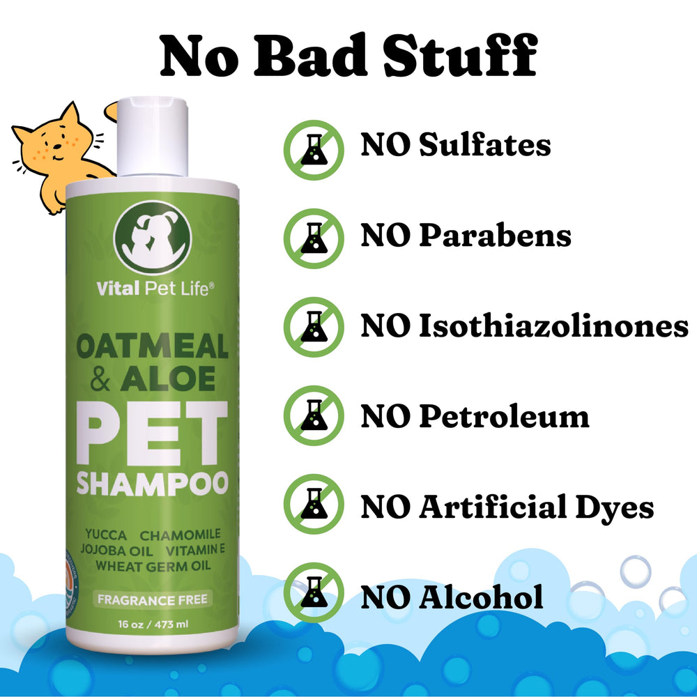 Vital Pet Life dog shampoo jojoba oil coat softening for shine.