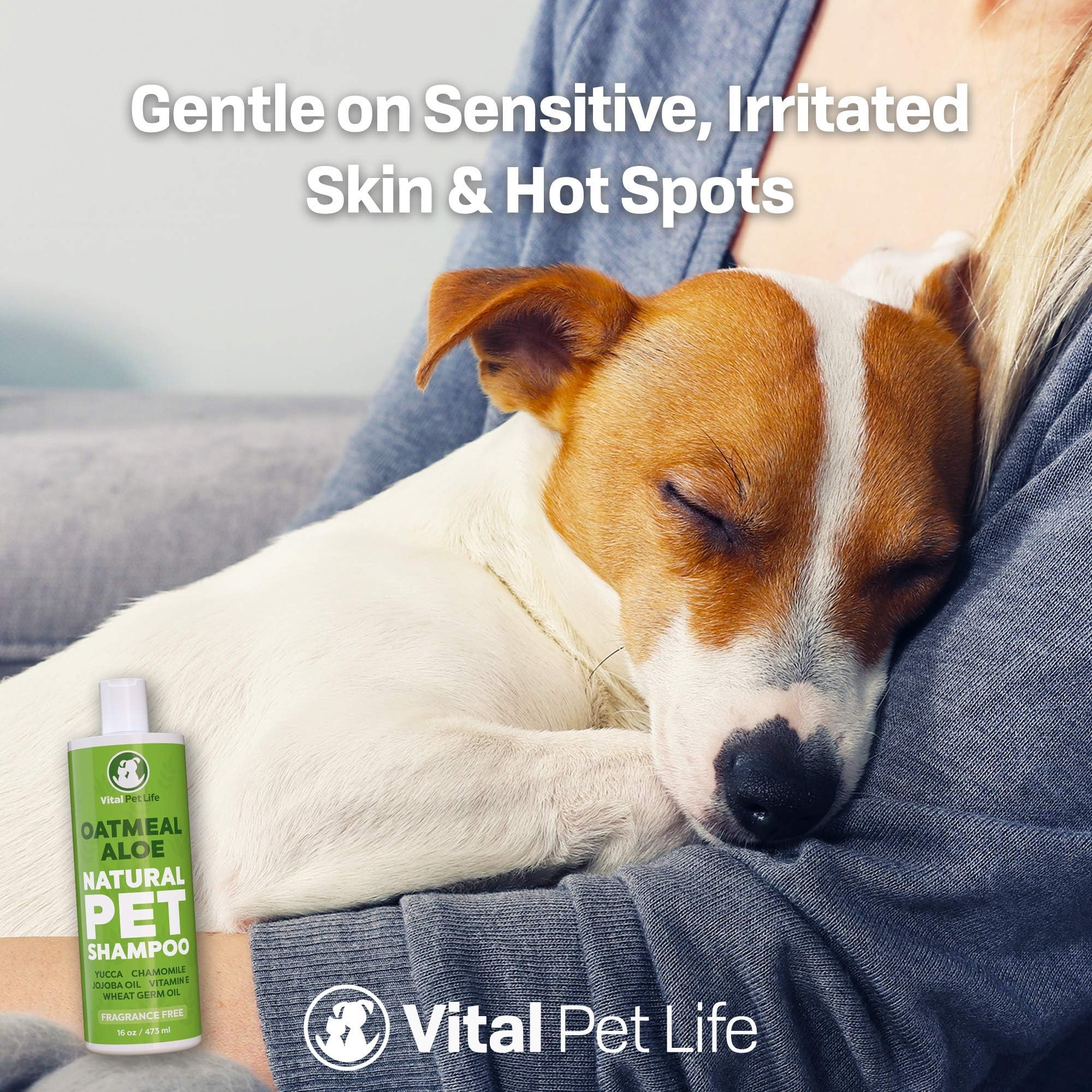 Vital Pet Life dog shampoo gentle formula for sensitive skin.