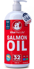 Vital Pet Life salmon oil bottle pour for easy dosing and coat care