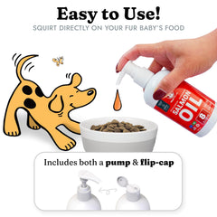 Vital Pet Life Salmon Oil coat glow for dogs and cats during meals