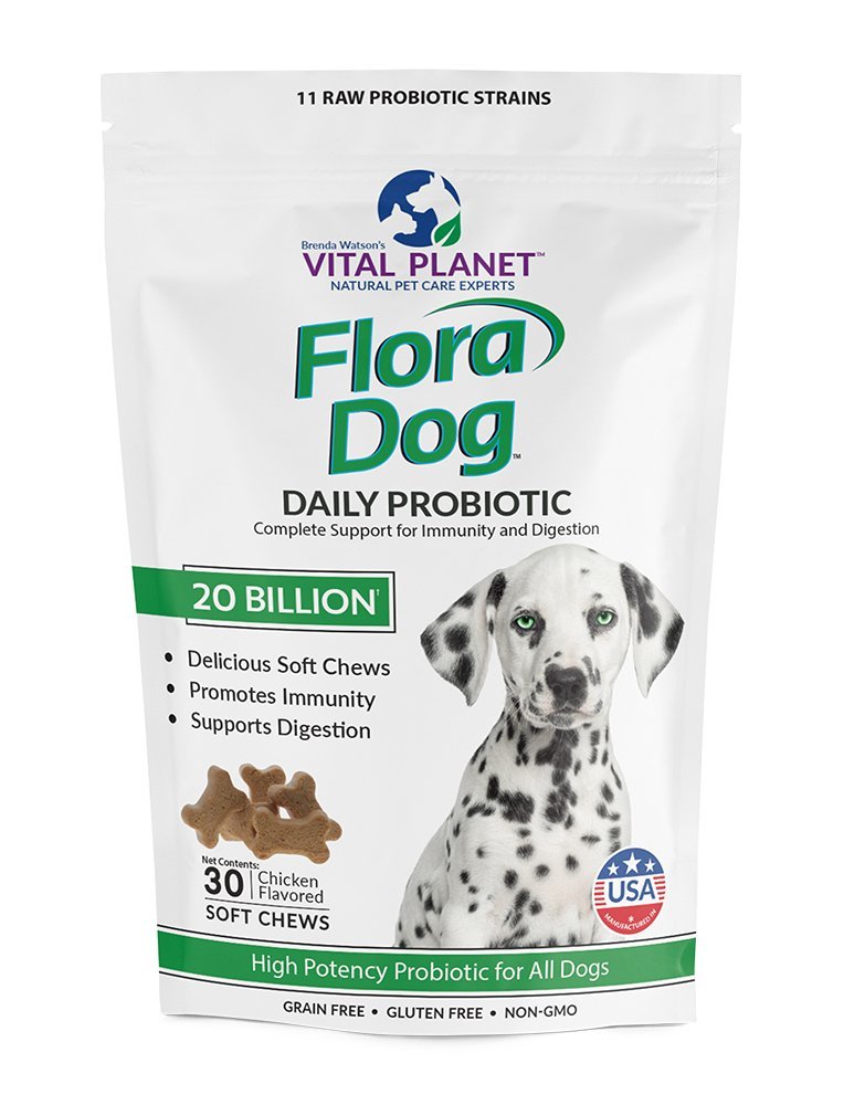 Open Vital Planet Flora Dog Probiotics capsules sprinkled on food