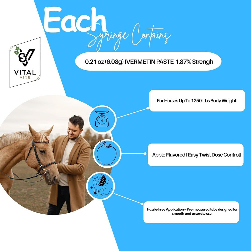 Apple flavored paste from Vital Vine that horses accept during dosing