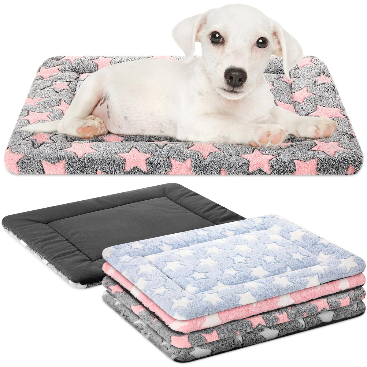 VitalCozy four-piece dog crate pad set offers soft warmth for small to medium pets.