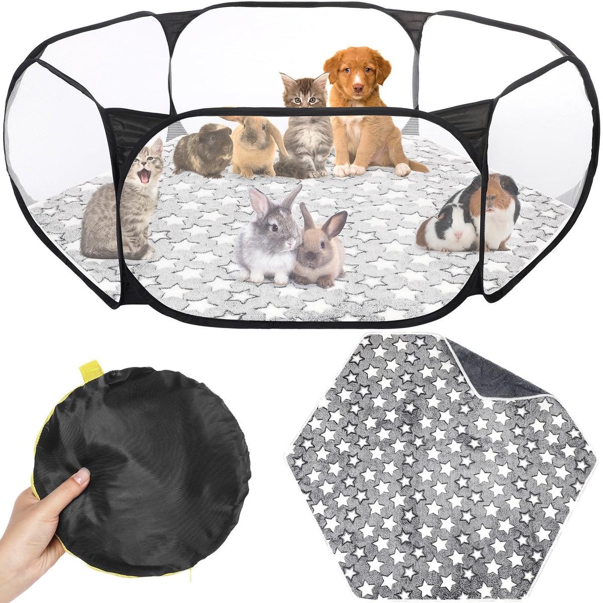 VitalCozy hamster playpen frame opening for fast setup indoors or outdoors.