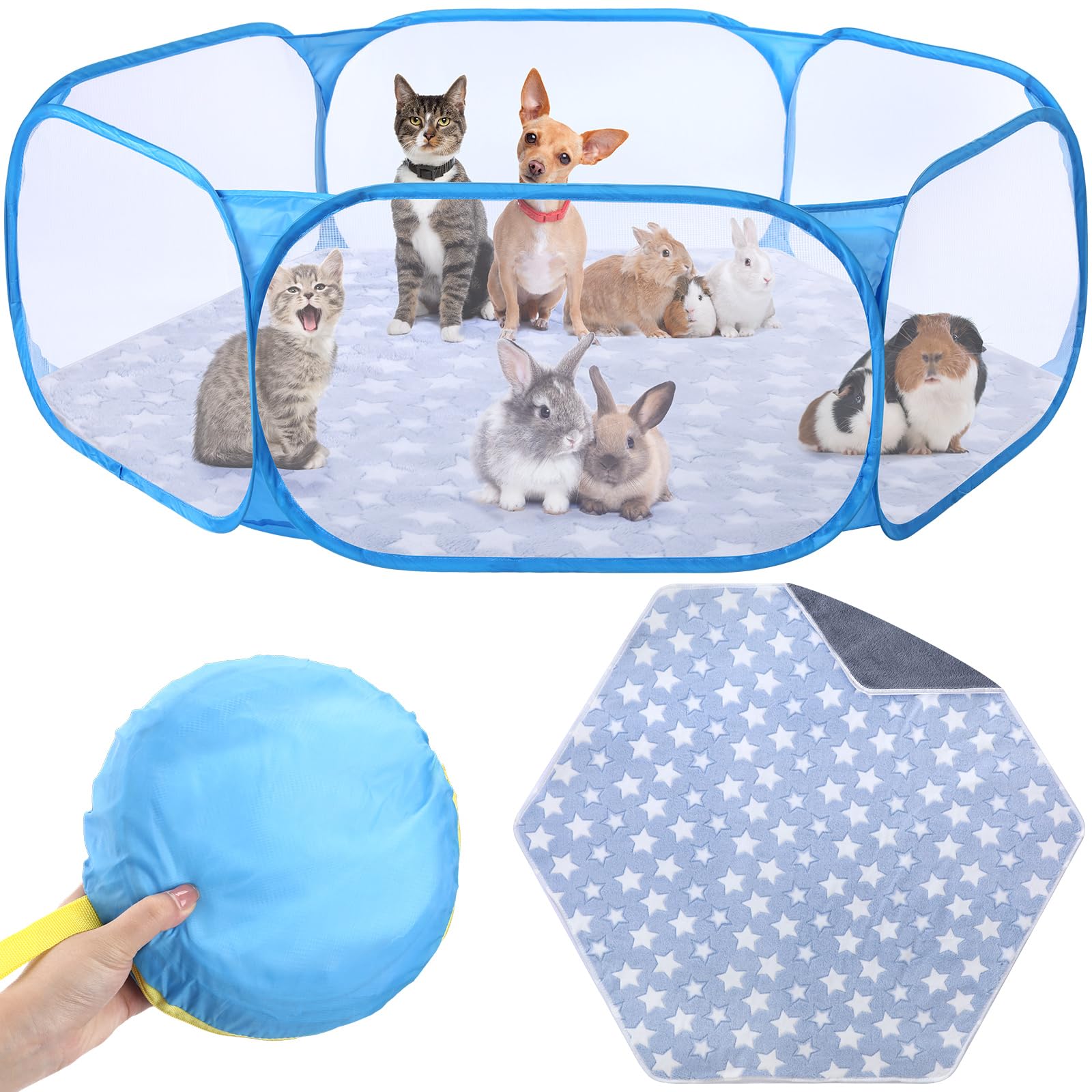 VitalCozy hamster playpen with mat shows easy assembly for quick setup.