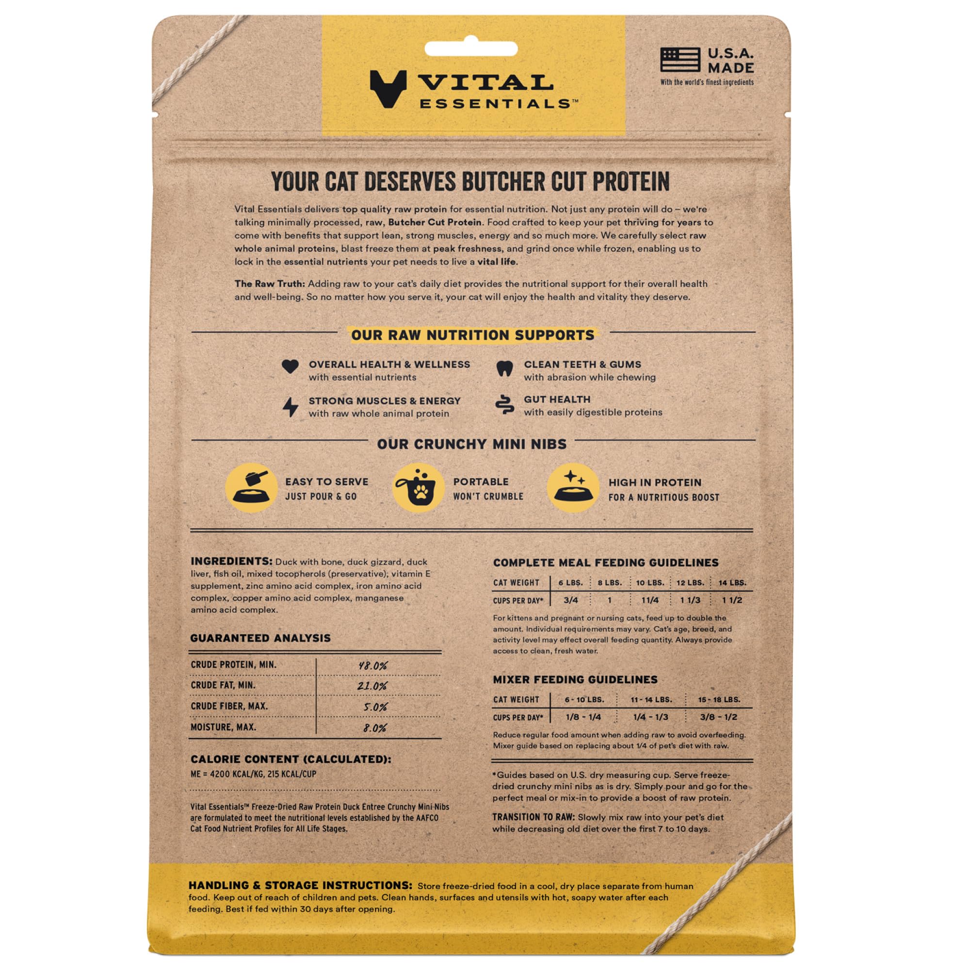 Vital Essentials duck nibs close-up highlights crunchy texture for cats