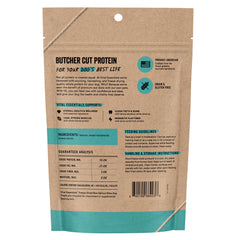 Vital Essentials salmon bites texture closeup highlights meat-rich grain-free dog treats.