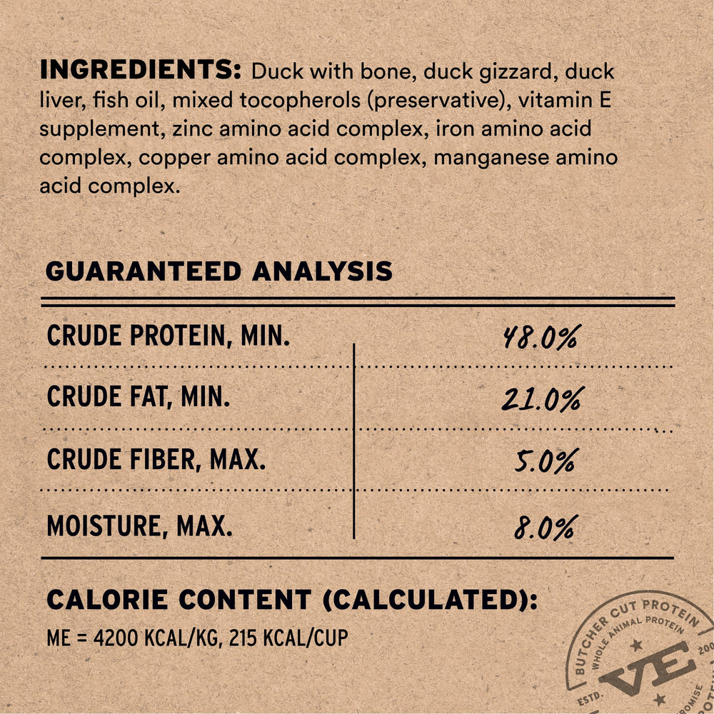 Vital Essentials whole-animal protein bites illustrate lean protein from duck