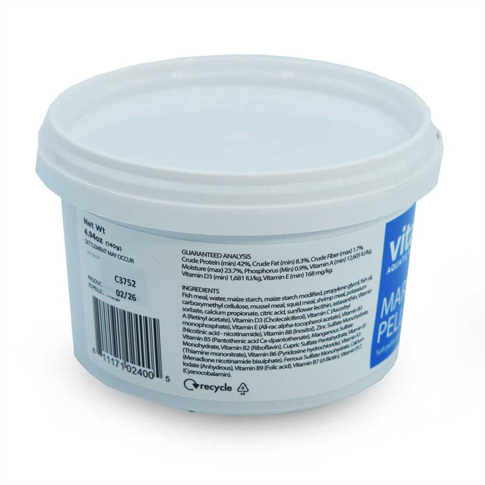 Vitalis Marine Pellets 1mm texture close-up highlighting particle size and digestibility.