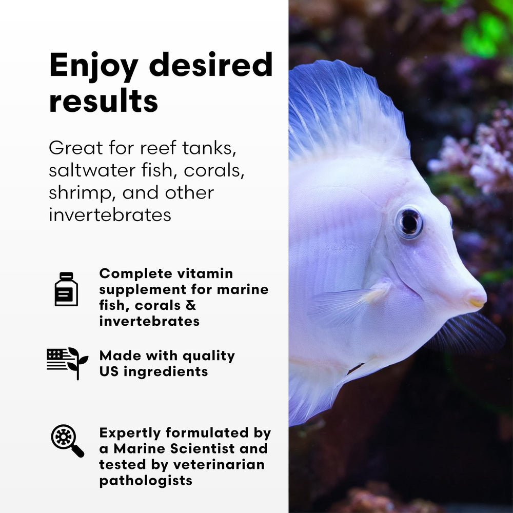 Vitamarin-M being added to aquarium water for widespread nutrient support.