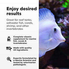 Vitamarin-M being added to aquarium water for widespread nutrient support.