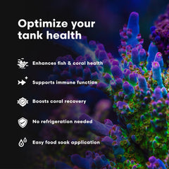 Food soaking with Vitamarin-M to enhance absorption in fish and corals.