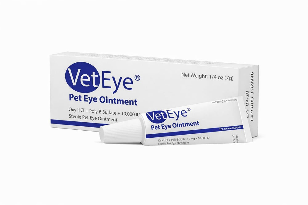 VetEye packaging front displays tube size for quick purchase