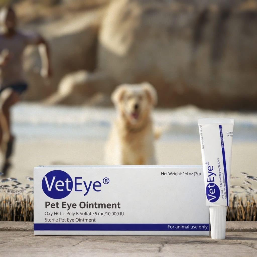 VetEye cream tube close-up highlighting easy squeeze design