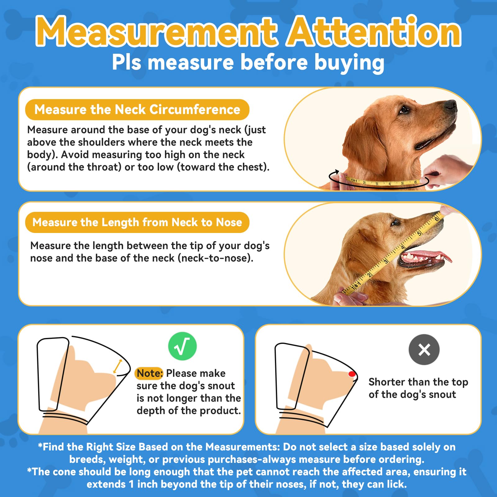 Vithael adjustable hook-and-loop cone providing secure fit for dogs