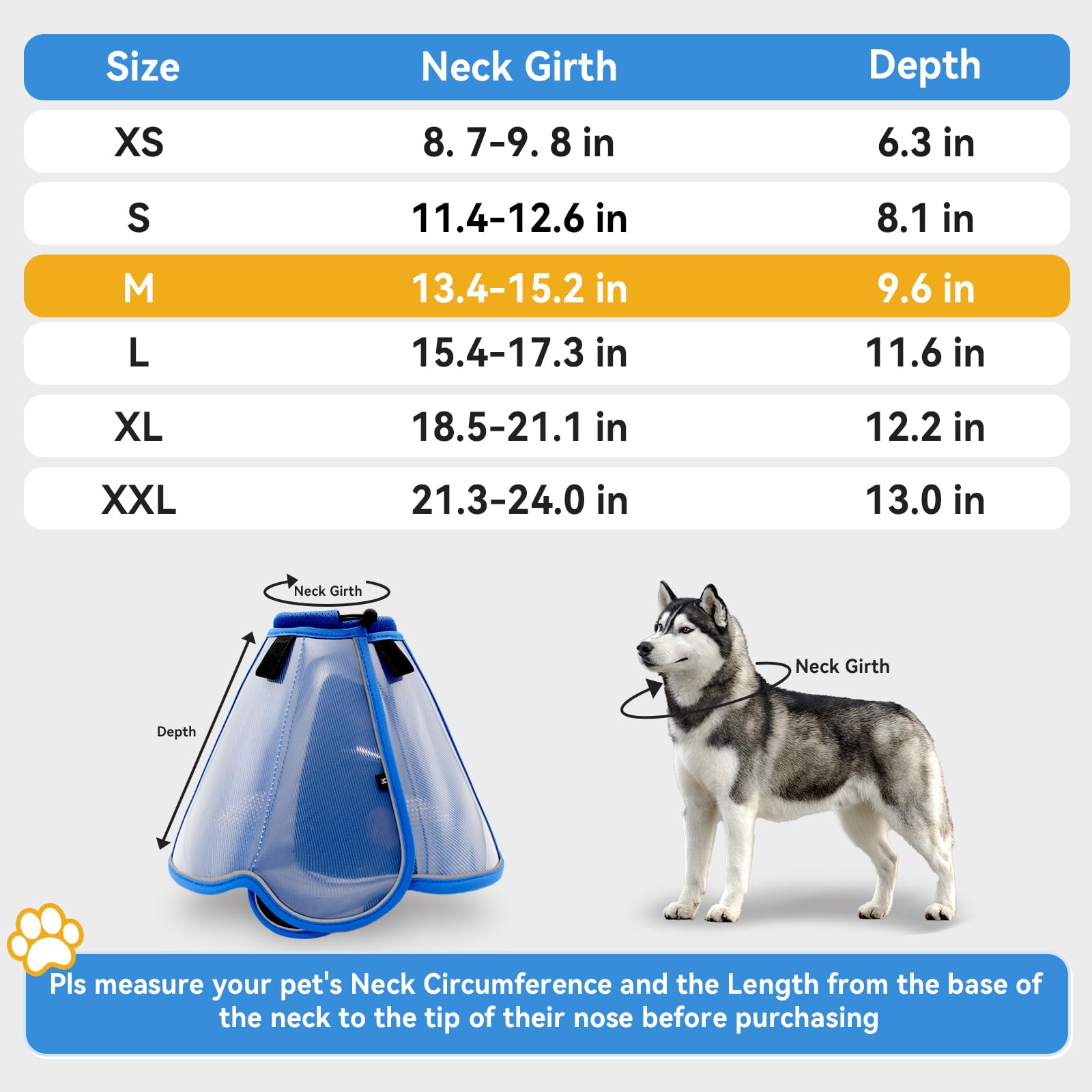 Vithael dog cone adjustable fit secures comfortable wear.