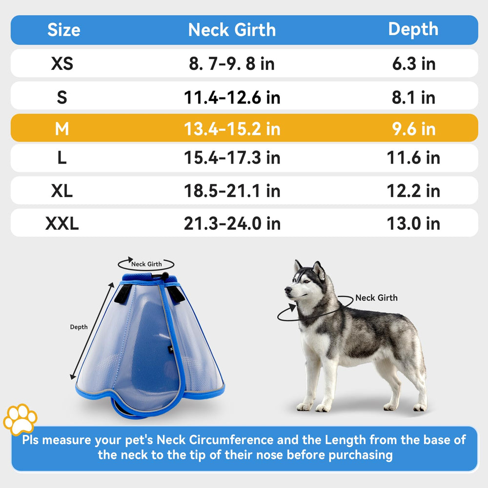 Vithael dog cone adjustable fit secures comfortable wear.
