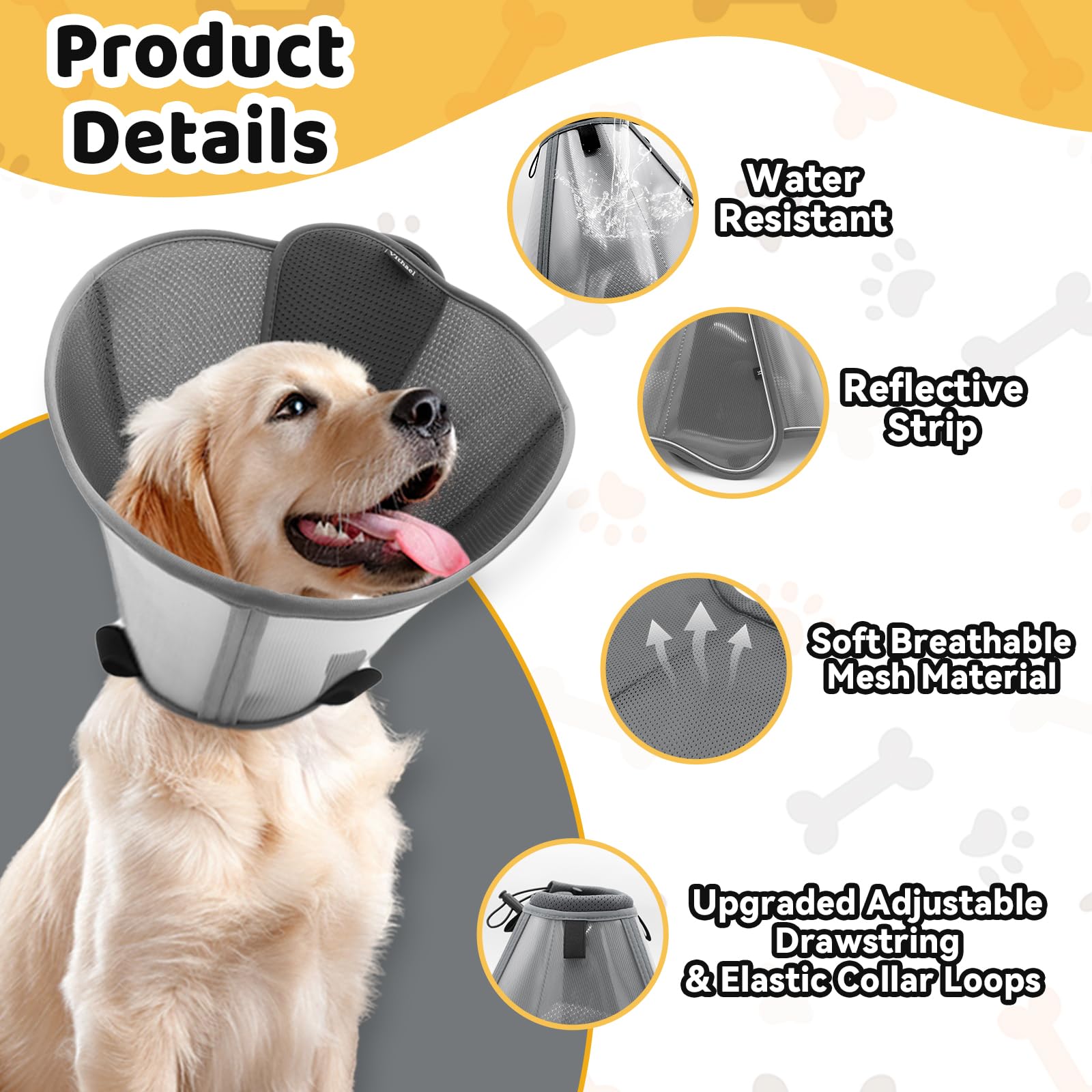 Vithael dog cone minimizes furniture bumps for calmer home during healing.