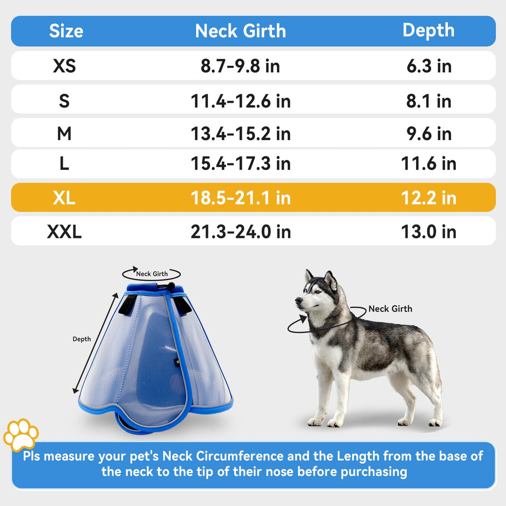Vithael dog cone adjustable fit with hook-and-loop strap for secure wear