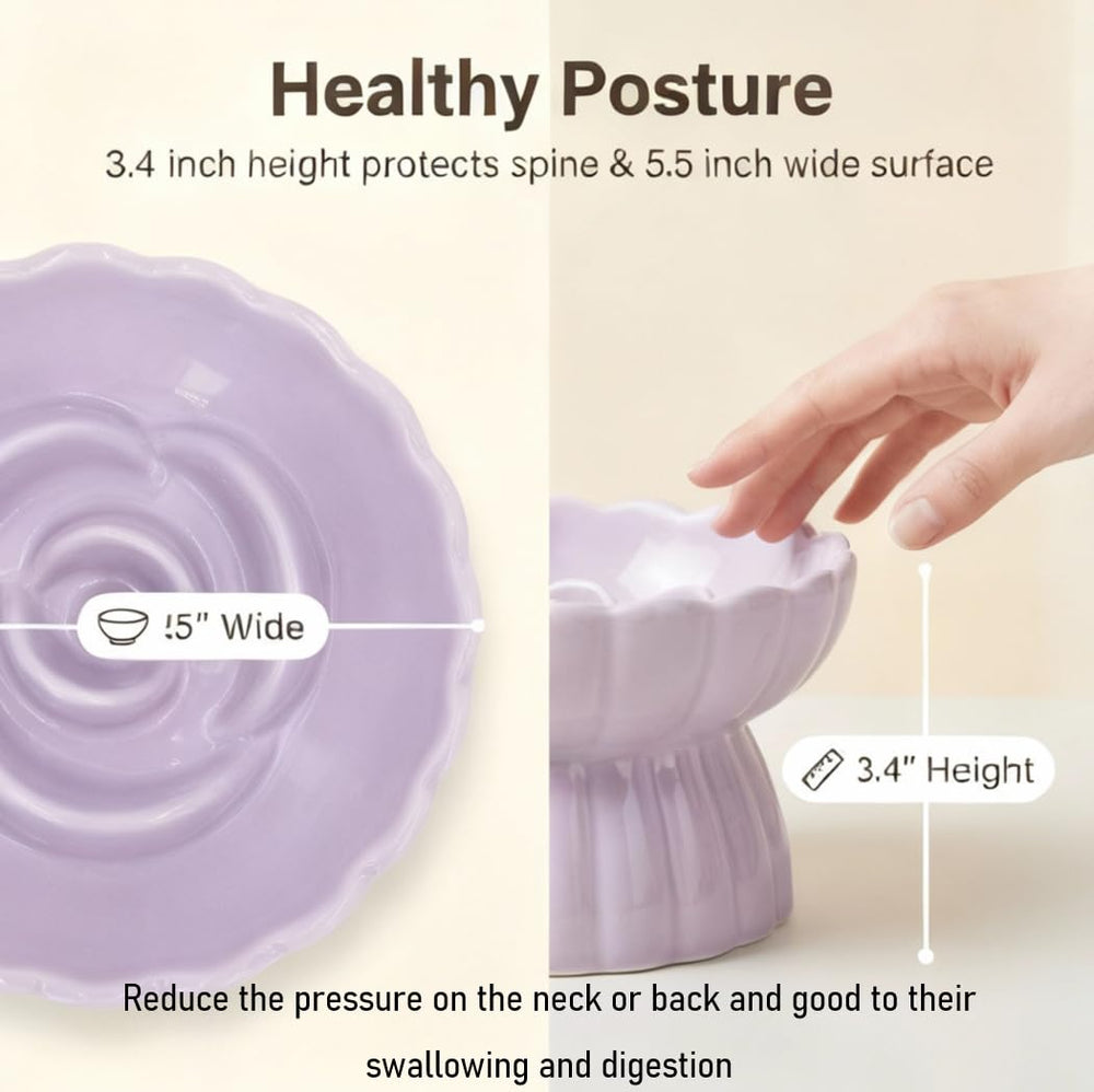 Vitisyao ceramic bowl suitable for dry and wet cat foods.