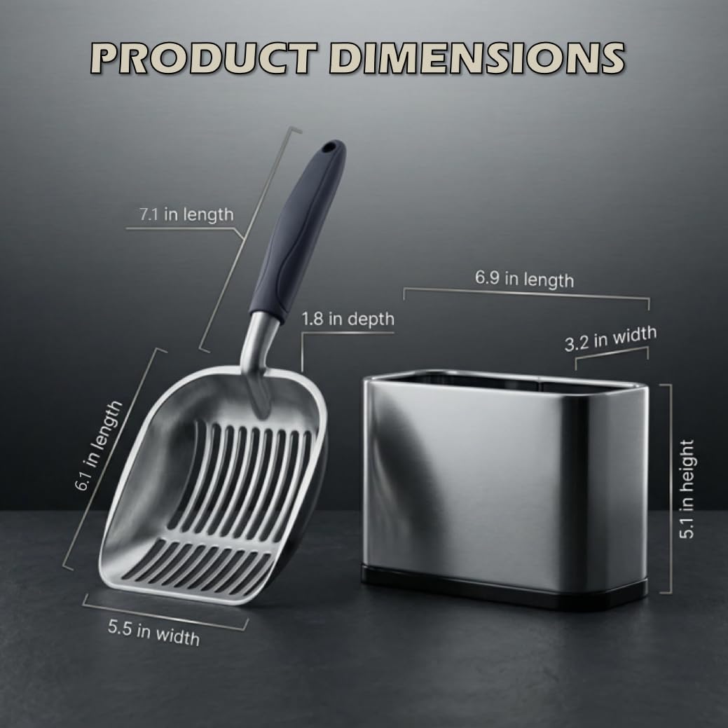 Vitisyao stainless steel scoop holder front view shows sturdy storage