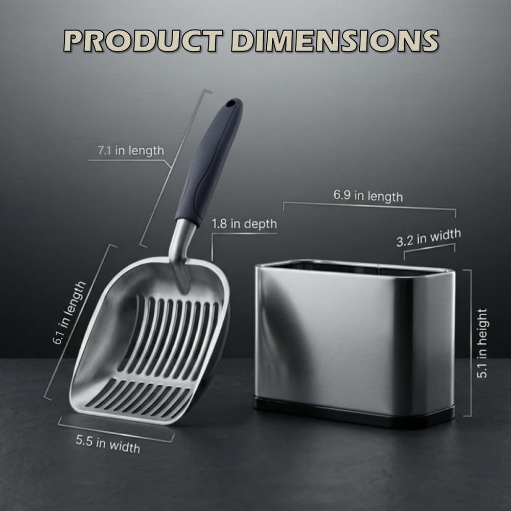 Vitisyao stainless steel scoop holder front view shows sturdy storage
