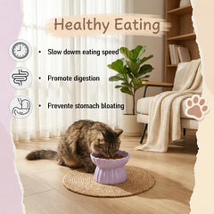 Vitisyao whisker-friendly cat dish reduces whisker fatigue during meals.