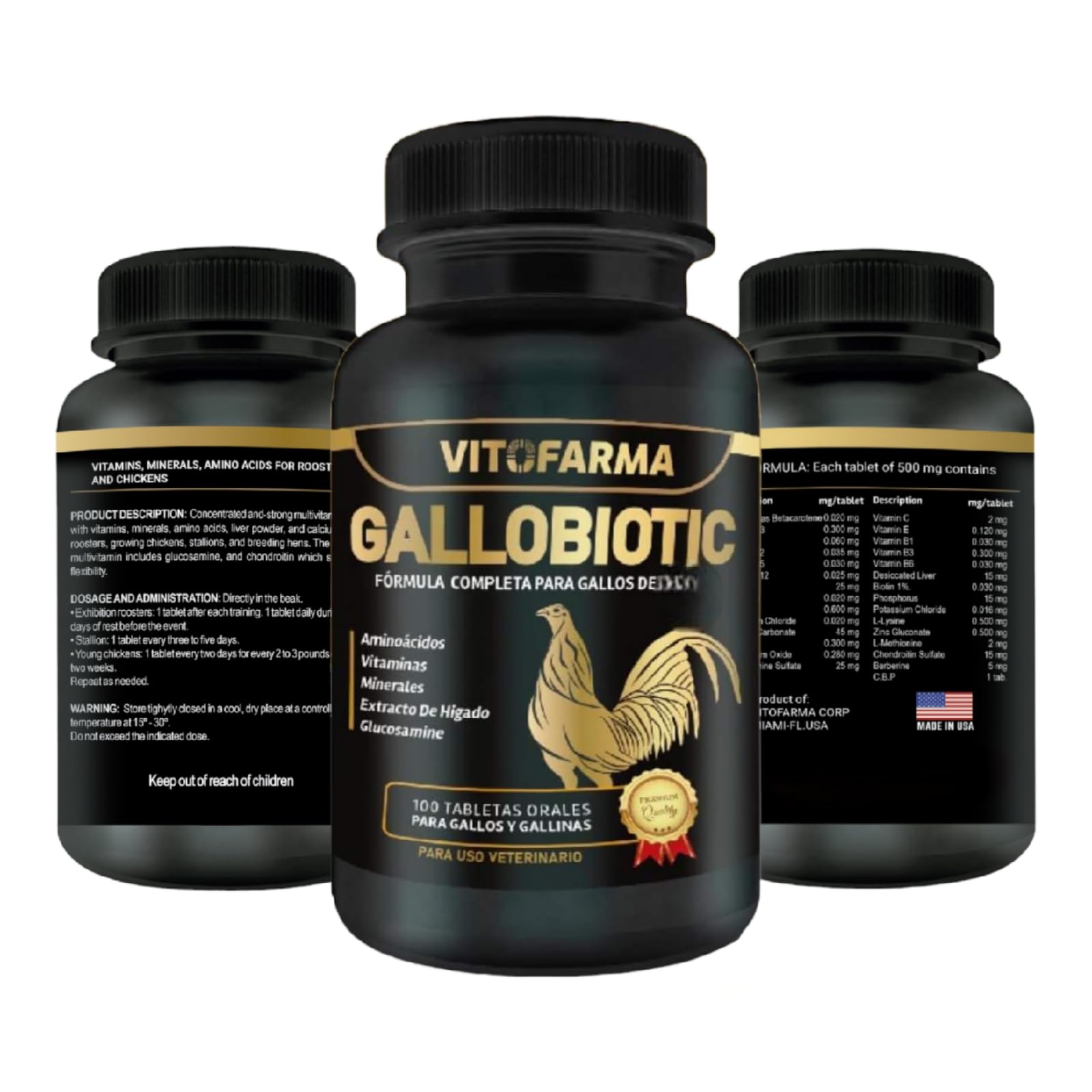 VITOFARMA Gallobiotic bottle front showing natural poultry multivitamin benefits for flock health