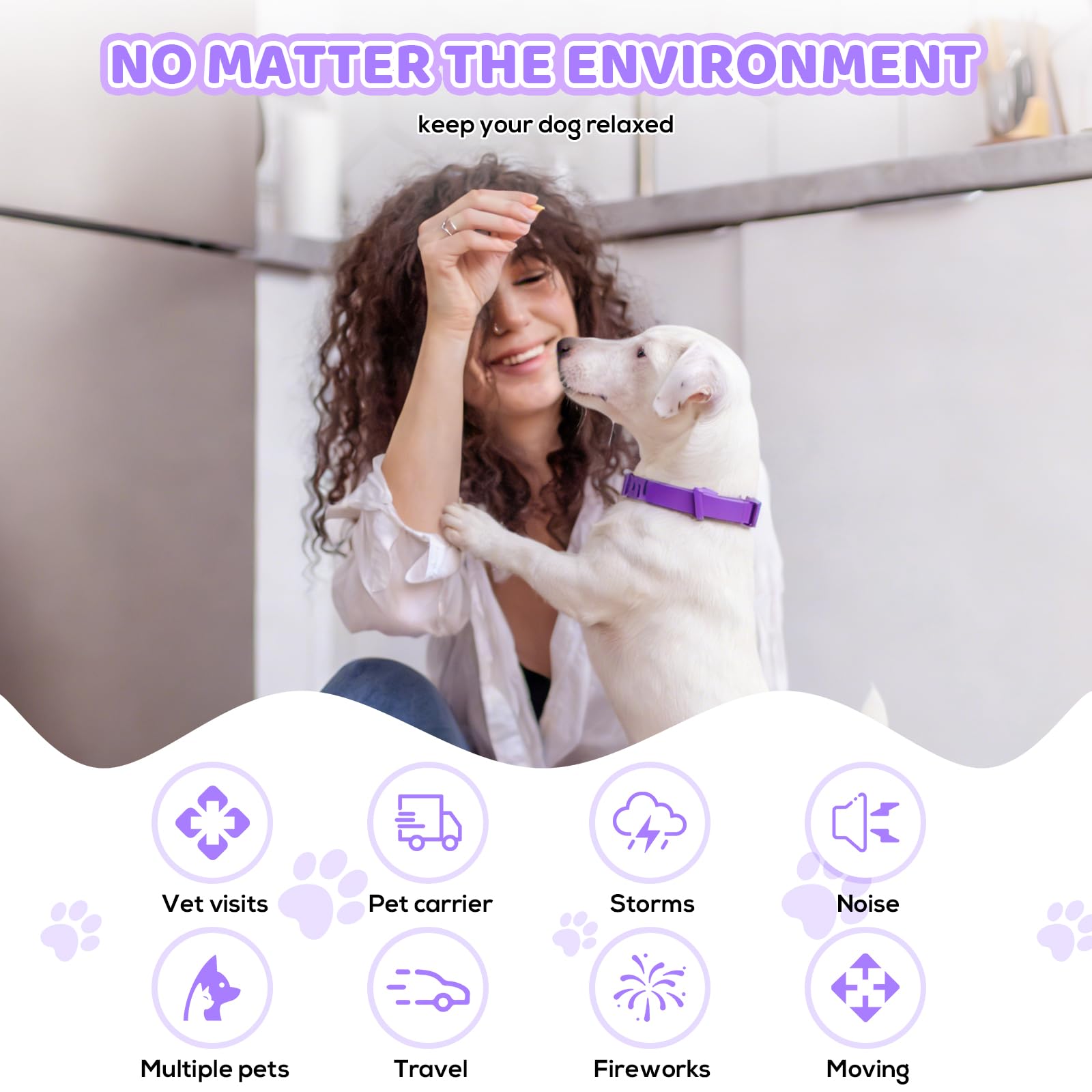 VivaciousVision Calming Collar indicates 60-day continuous comfort duration.