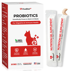 VivaElixir cat probiotic gel bottle for easy daily digestive support