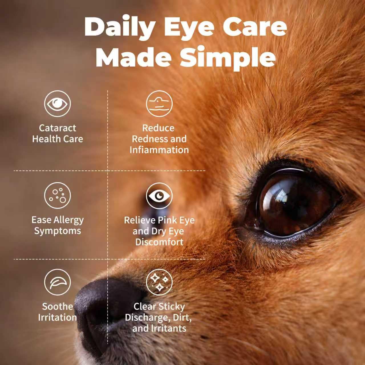 VivaElixir eye drops application shown for easy pet eye care