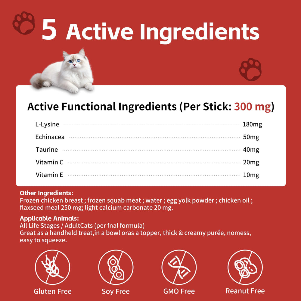 VivaElixir Lysine for Cats packaging shows 30 sticks per box.