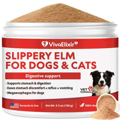 VivaElixir Slippery Elm Bark Powder bottle ready for pet meal preparation and support