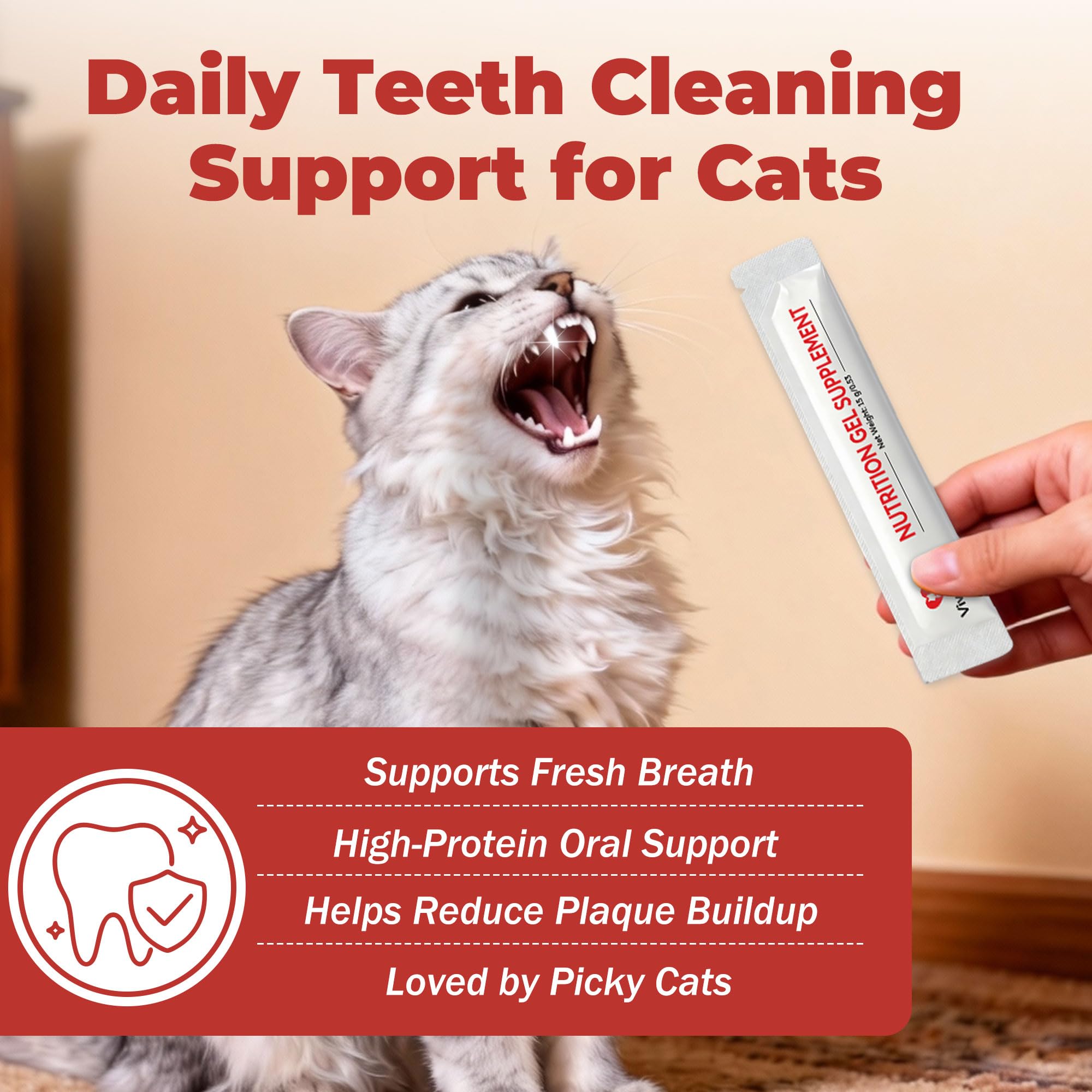 VivaElixir cat dental care gel teeth-closeup showing plaque control in routine care.