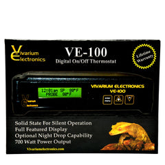 Vivarium Electronics VE-100 thermostat with a clear back-lit display for reliable on/off control.