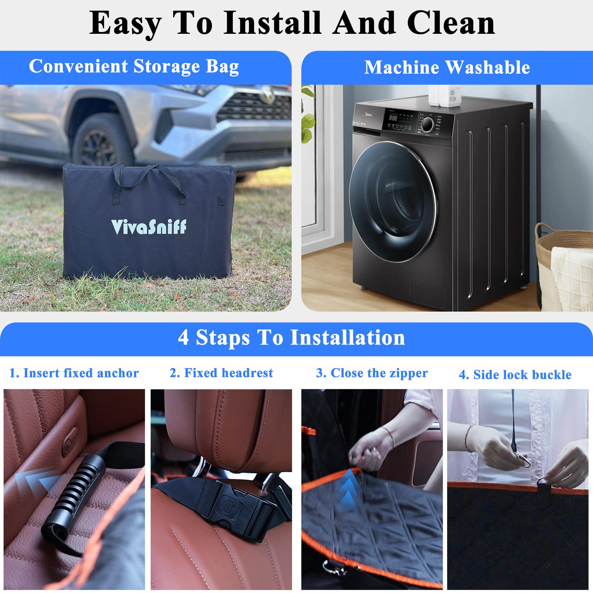 VIVASNIFF waterproof seat cover protects interiors from spills and messes.