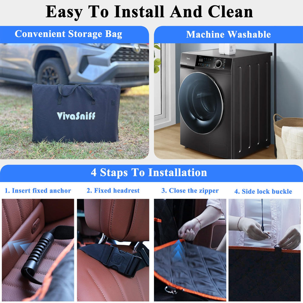 VIVASNIFF waterproof seat cover protects interiors from spills and messes.