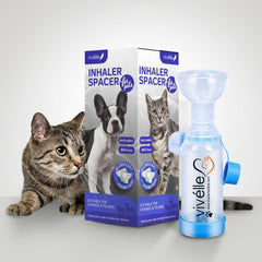 Vivelle inhaler spacer with cat mask small ensures secure fit for cats.